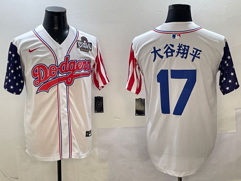 Men Los Angeles Dodgers #17 Ohtani White a generation of national flags Joint name 2025 Nike MLB Jersey style 2->los angeles dodgers->MLB Jersey